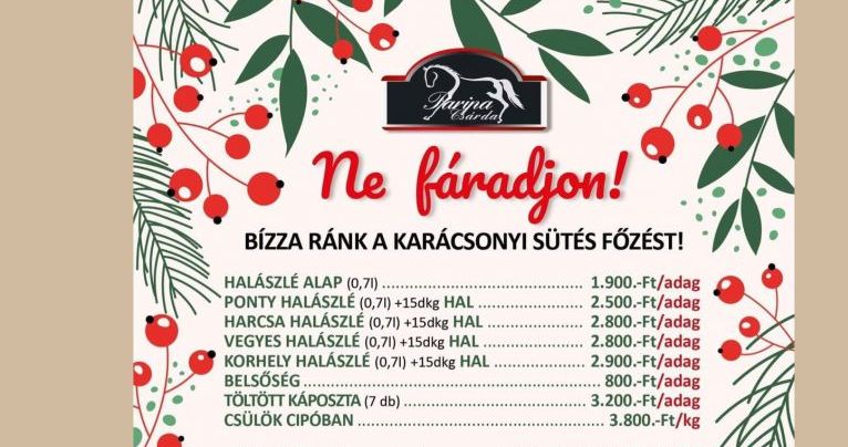 Karácsonyi ételrendelés a Paripa Csárdából